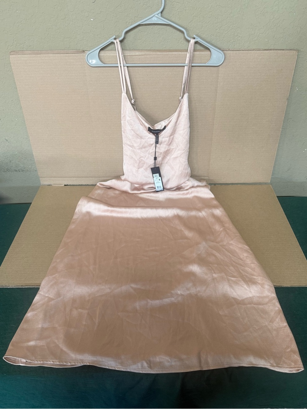 BCBGMaxAzria Blush Pink Satin Maxi Dress
